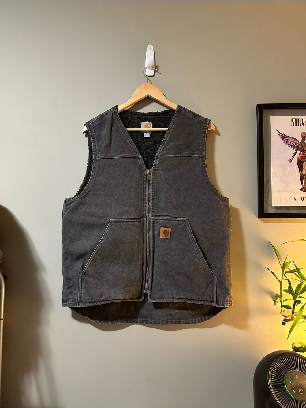 Vintage Carhartt Canvas Sherpa-Lined Work Vest